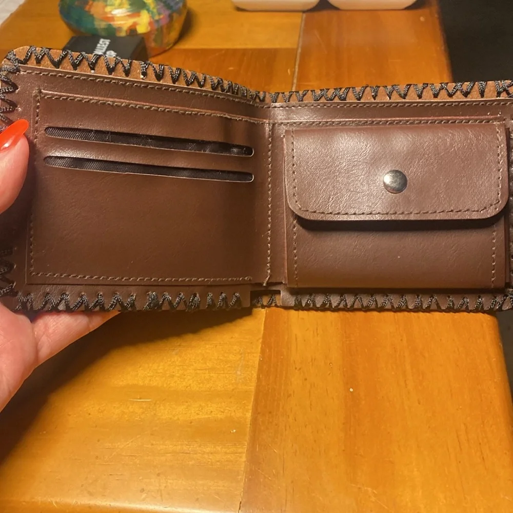 Men’s US Dollar Bill Bi-Fold Wallet Vegan Leather Credit Cards Identification - Picture 8 of 12